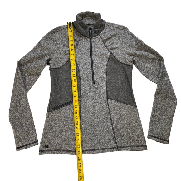 Athleta Pull Over Half Zip Womens Size S Olompali Gray Thumbholes Heathered Top - Picture 9 of 14
